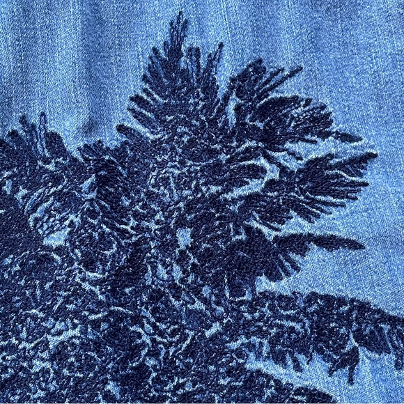 Chambray Shirt with Embroidered Palm Tree - Picture 6 of 8